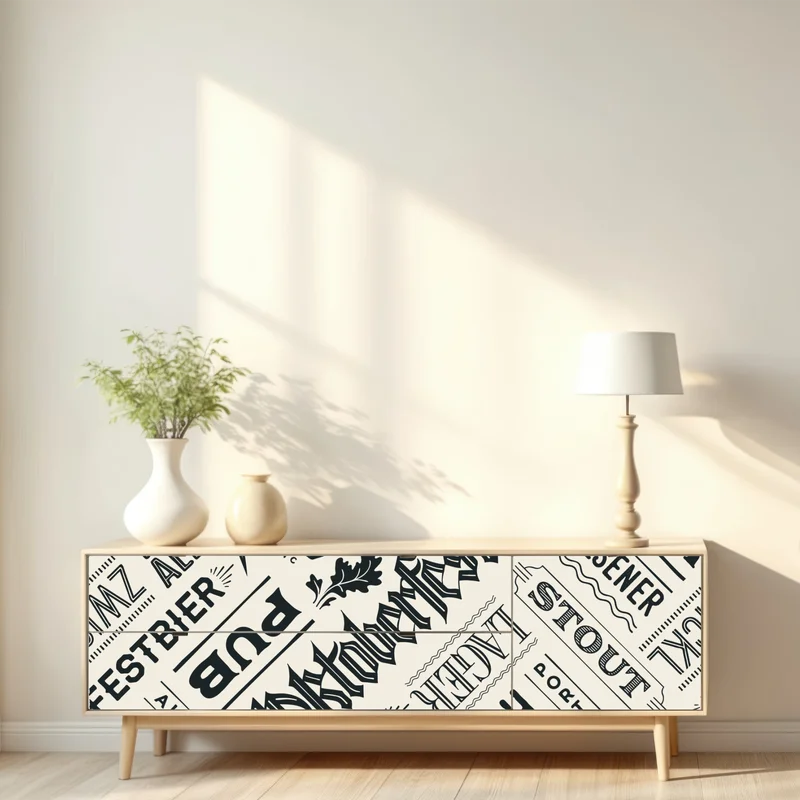 Repositionierbarer Aufkleber vintage bier etiketten typografie muster