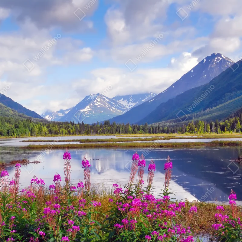 Fototapete Tern Lake spiegelungen, berglandschaft aus Alaska Fototapete Tern Lake spiegelungen, berglandschaft aus Alaska