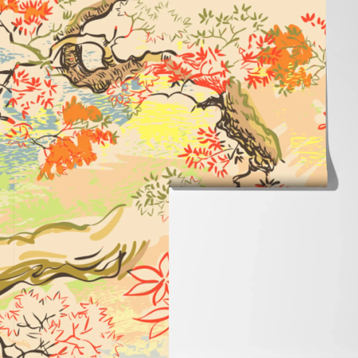 Fototapete orientalisches baummuster mit blättern Fototapete orientalisches baummuster mit blättern