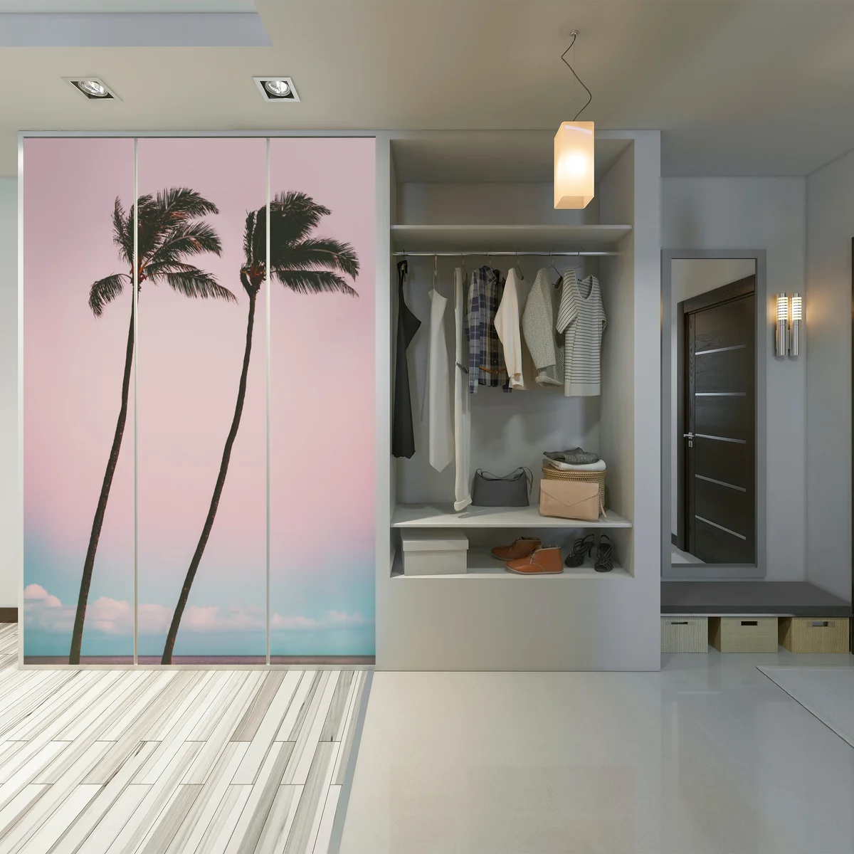 Schrankaufkleber pastellpalmen bei dämmerung Schrankaufkleber pastellpalmen bei dämmerung