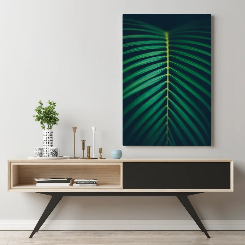 Leinwandbild vertikales palmenblatt nahaufnahme Leinwandbild vertikales palmenblatt nahaufnahme