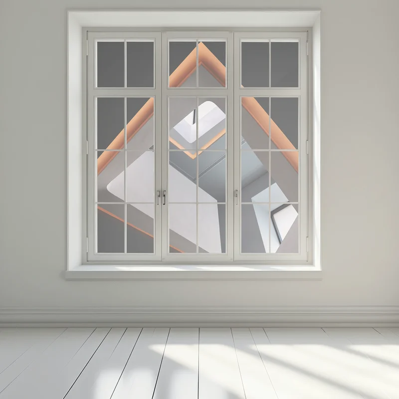 Fensteraufkleber minimalistisches geometrisches interieur mit oberlicht