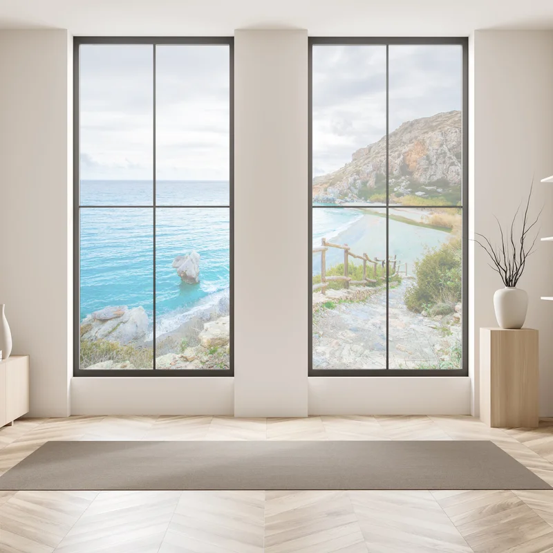 Naklejka na okno spokojna turkusowa zatoczka z nadmorską ścieżką Naklejka na okno spokojna turkusowa zatoczka z nadmorską ścieżką