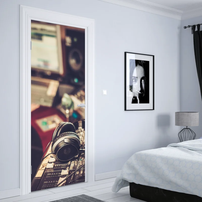 Türaufkleber vintage aufnahmestudio am mischpult Türaufkleber vintage aufnahmestudio am mischpult