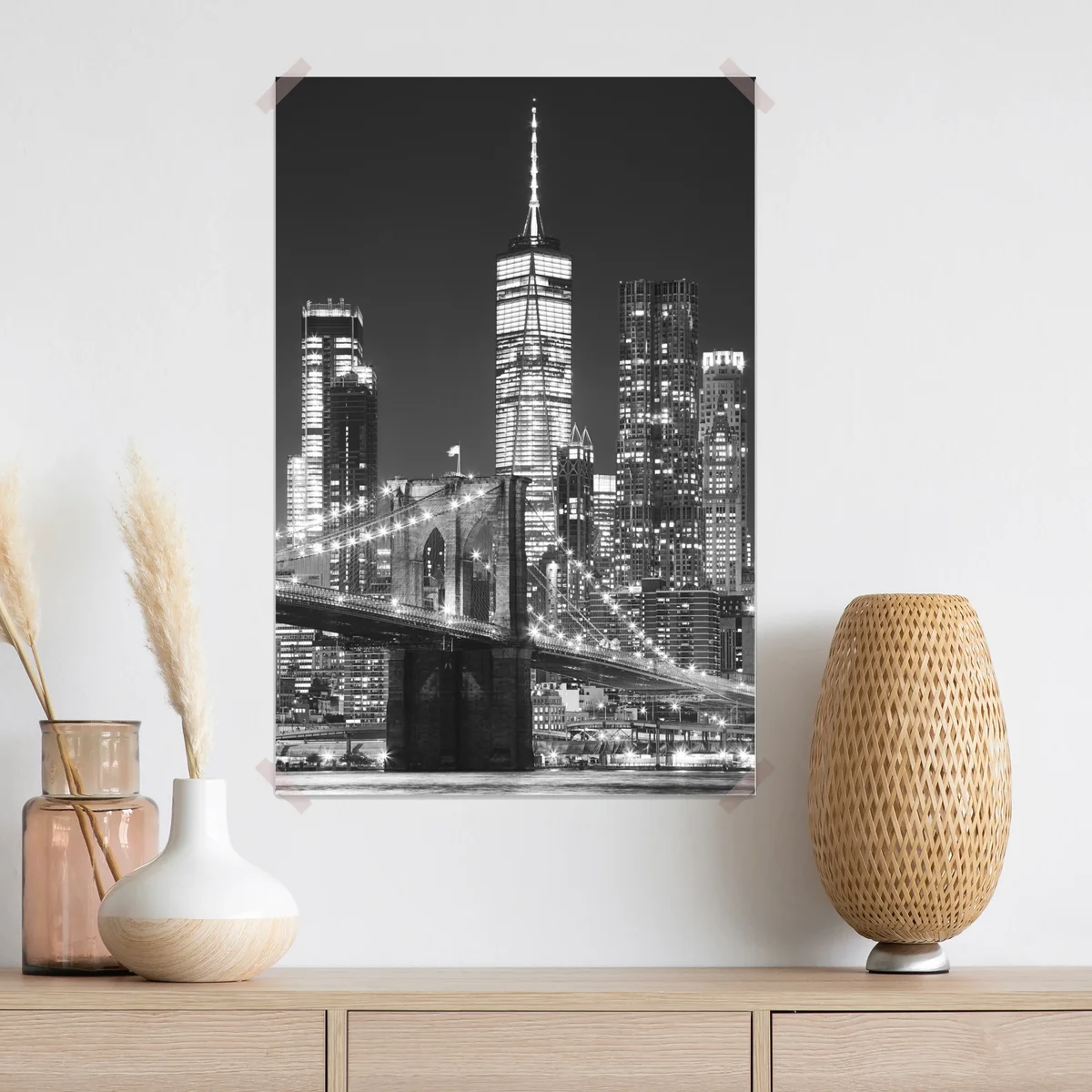 Poster Brooklyn Bridge und Manhattan skyline bei nacht Poster Brooklyn Bridge und Manhattan skyline bei nacht