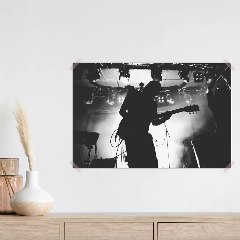 Poster gitaristensilhouette bei einem live-konzert Poster gitaristensilhouette bei einem live-konzert