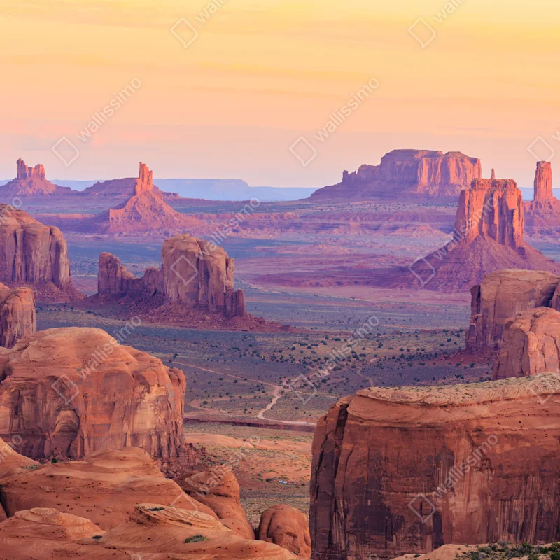 Leinwandbild Monument Valley wüsten sonnenuntergang panorama Leinwandbild Monument Valley wüsten sonnenuntergang panorama