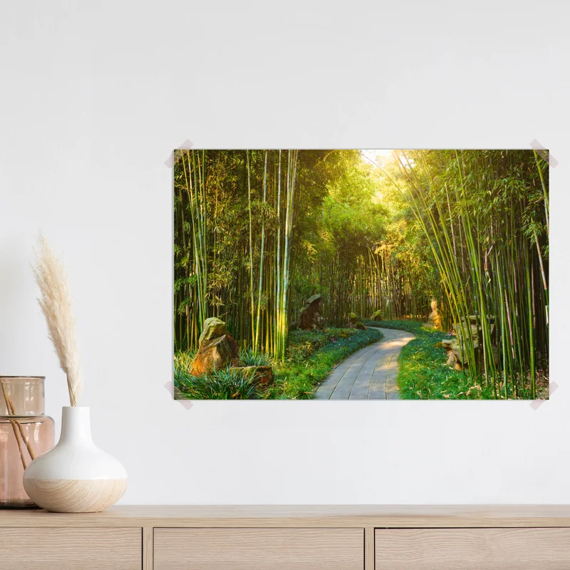 Poster ruhiger bambuswald mit pfad Poster ruhiger bambuswald mit pfad