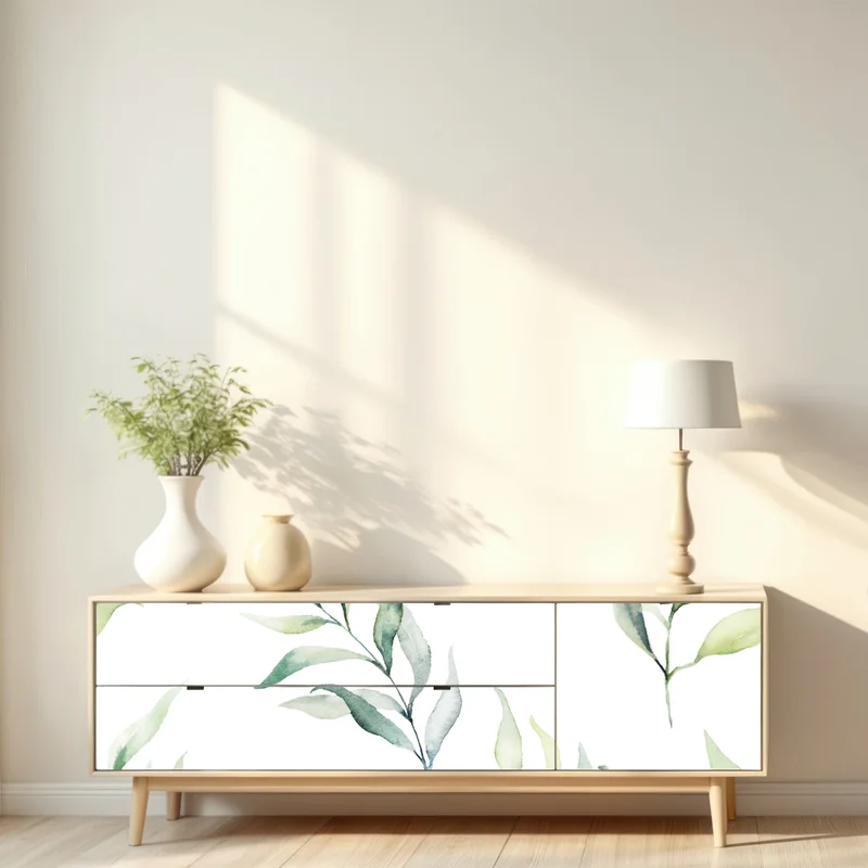 Repositionierbarer Aufkleber sanftes aquarellmuster mit eukalyptusblättern