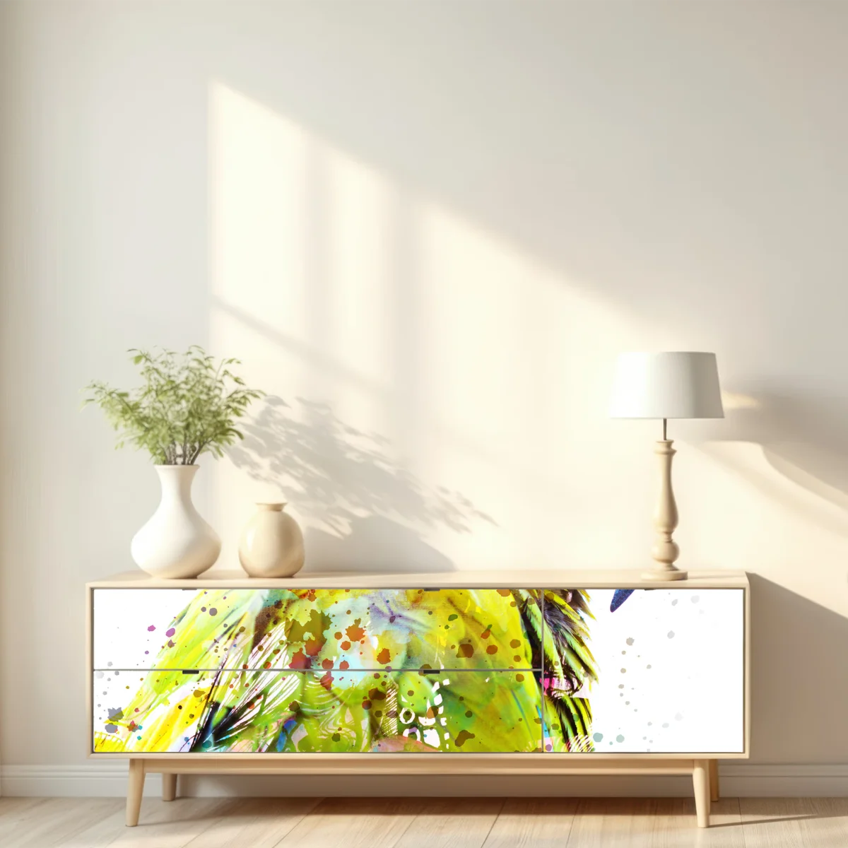 Repositionierbarer Aufkleber lebhaftes aquarell-porträt eines papageis Repositionierbarer Aufkleber lebhaftes aquarell-porträt eines papageis