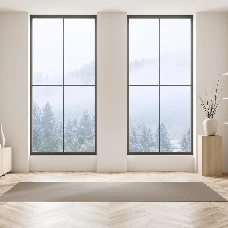 Fensteraufkleber winternebel über nadelwald