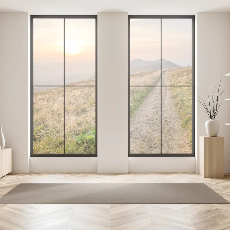 Fensteraufkleber wanderpfad bei sonnenuntergang in Bieszczady