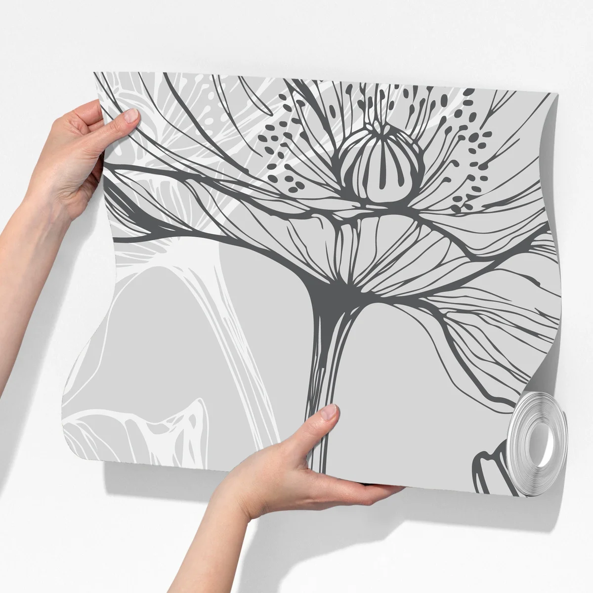 Fototapeta delikatny szary mak w rysunku liniowym Fototapeta delikatny szary mak w rysunku liniowym