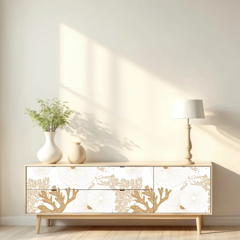 Repositionierbarer Aufkleber zartes goldenes korallenmuster