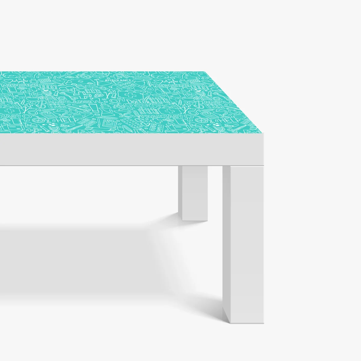 Tischaufkleber und Schreibtischaufkleber türkises nahtloses muster mit medizinischen icons Tischaufkleber und Schreibtischaufkleber türkises nahtloses muster mit medizinischen icons