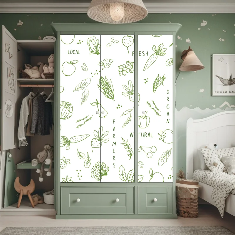 Schrankaufkleber handgezeichnetes gemüse- und obstmuster