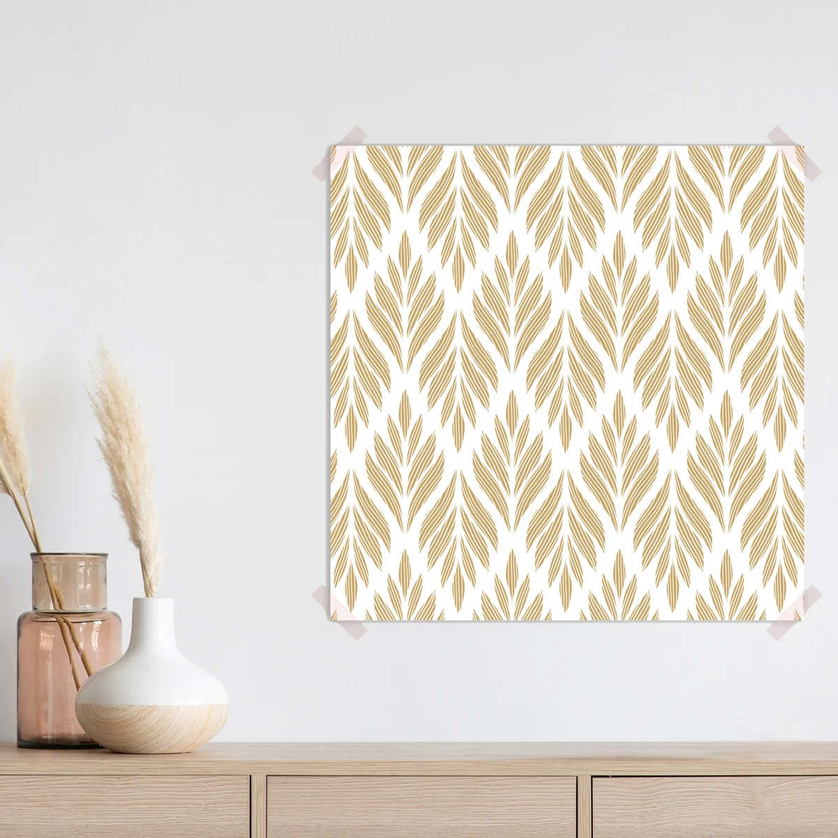 Poster goldenes blattmuster nahtloses design Poster goldenes blattmuster nahtloses design