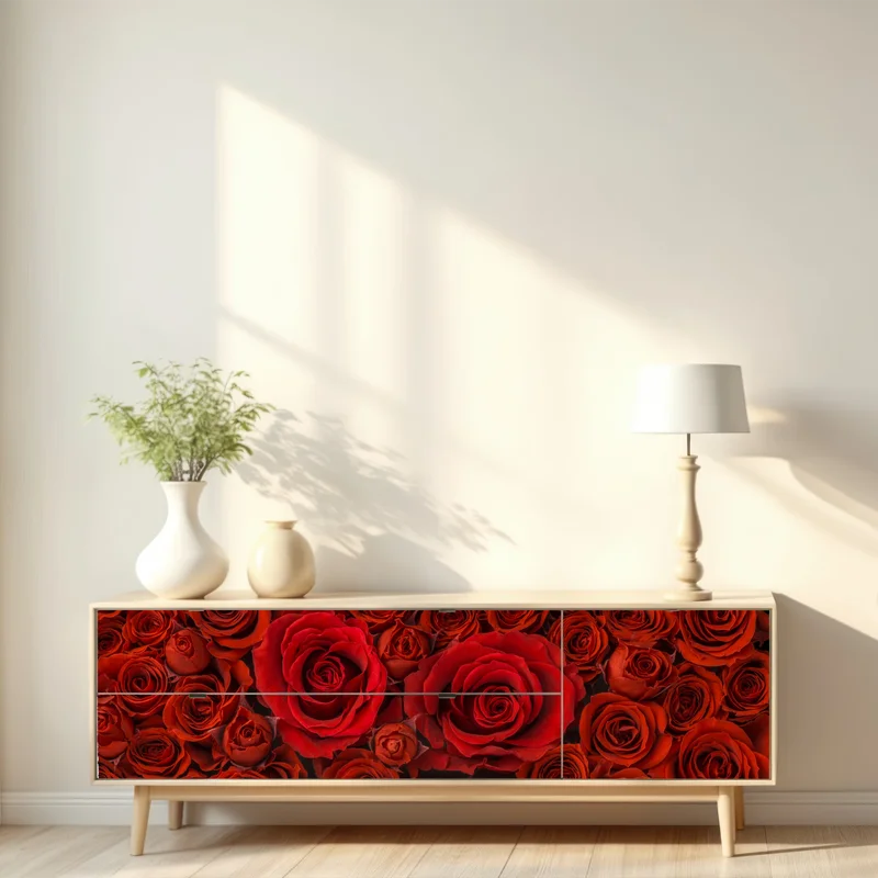 Repositionierbarer Aufkleber prunkvolle collage roter rosen