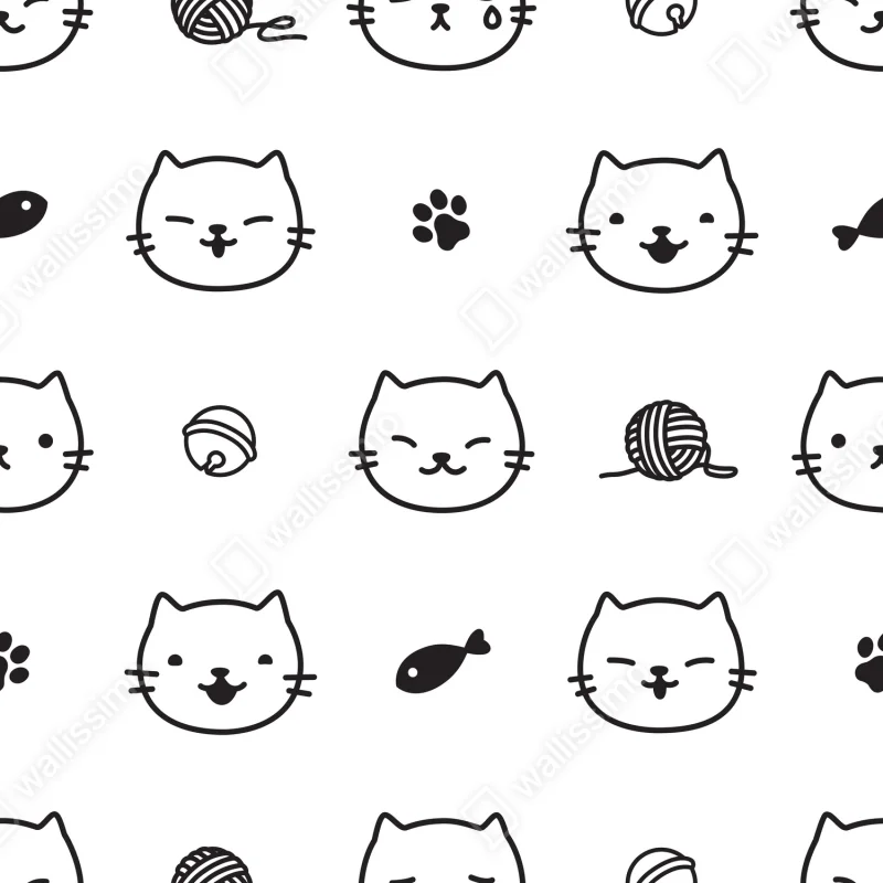 Repositionierbarer Aufkleber verspieltes katzenmuster Repositionierbarer Aufkleber verspieltes katzenmuster