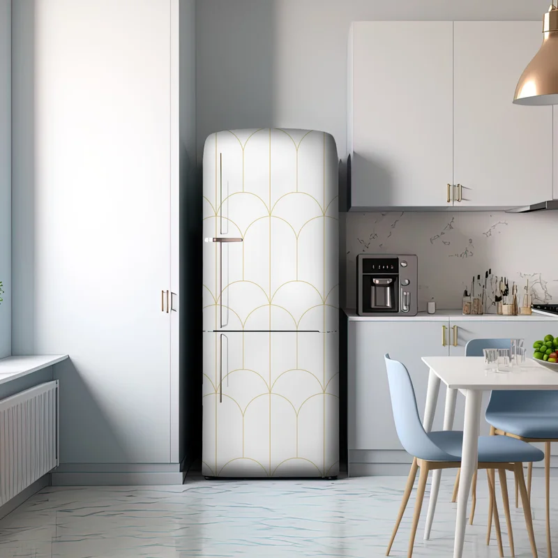 Kühlschrankaufkleber goldenes art deco bogenmuster