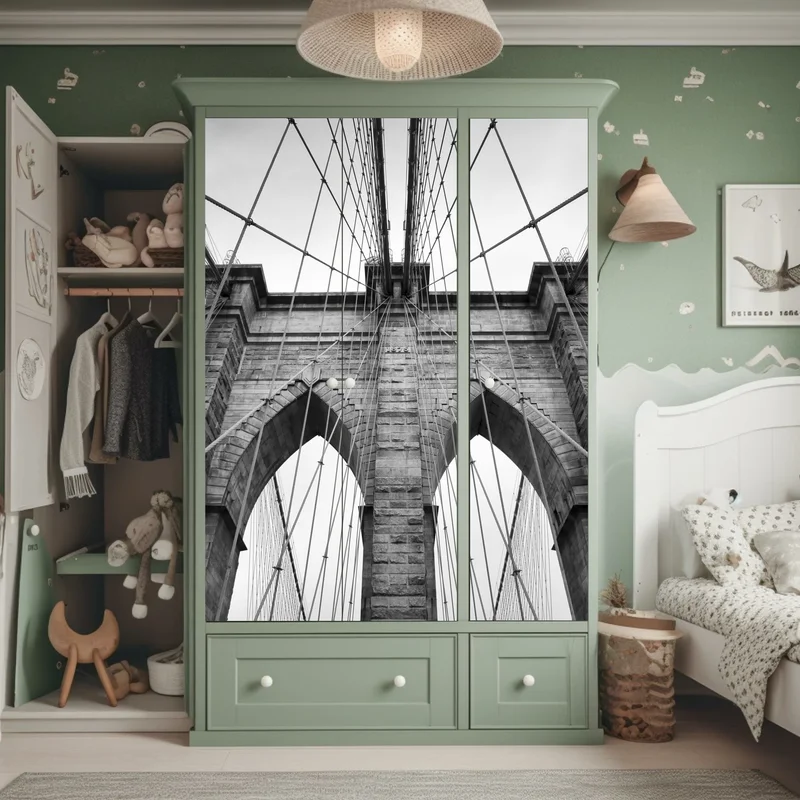 Schrankaufkleber monochrome hängebrücke aus grafischer perspektive