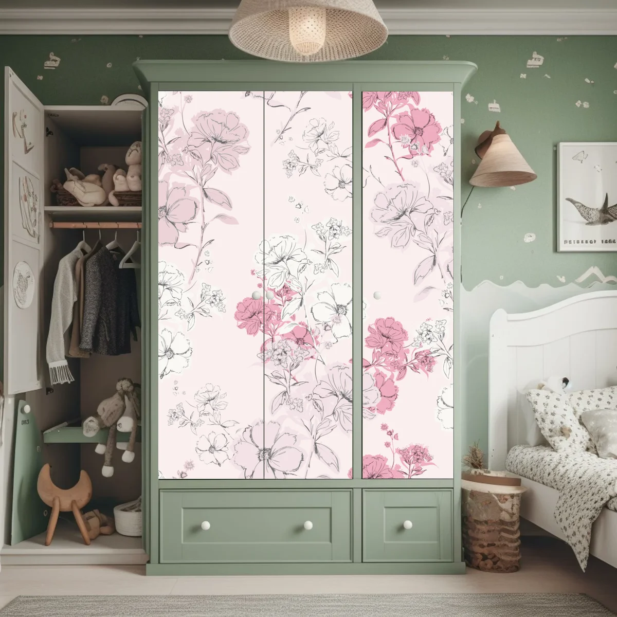 Schrankaufkleber zartes rosa blumenmuster Schrankaufkleber zartes rosa blumenmuster