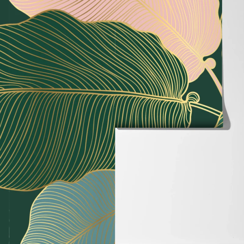 Fototapete tropische blätter mit goldkontur Fototapete tropische blätter mit goldkontur