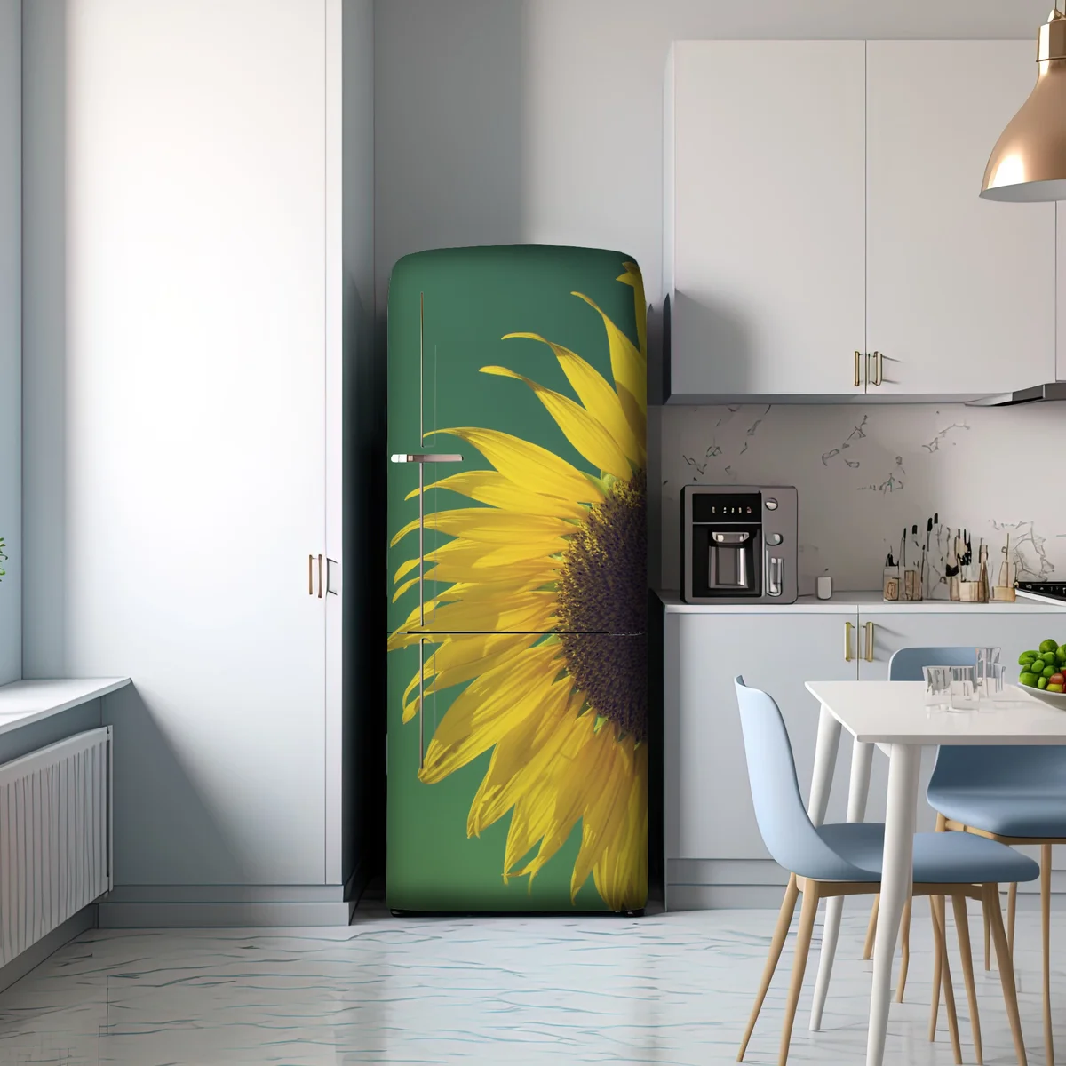 Kühlschrankaufkleber strahlende sonnenblume vor vintage-himmel Kühlschrankaufkleber strahlende sonnenblume vor vintage-himmel