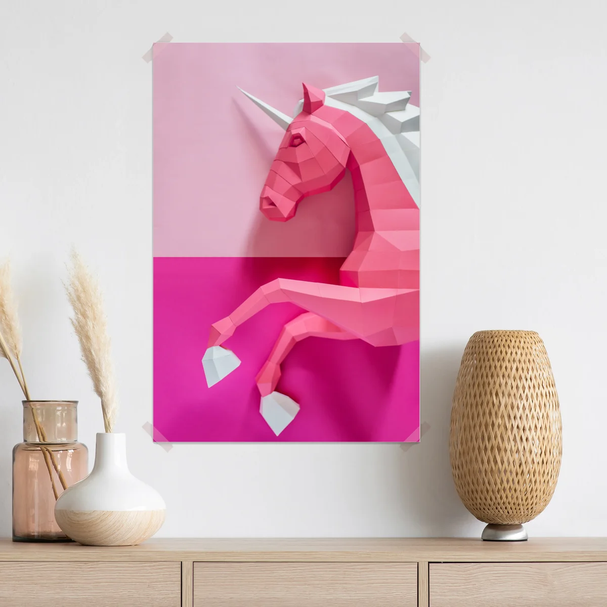 Poster rosa geometrisches einhorn Poster rosa geometrisches einhorn
