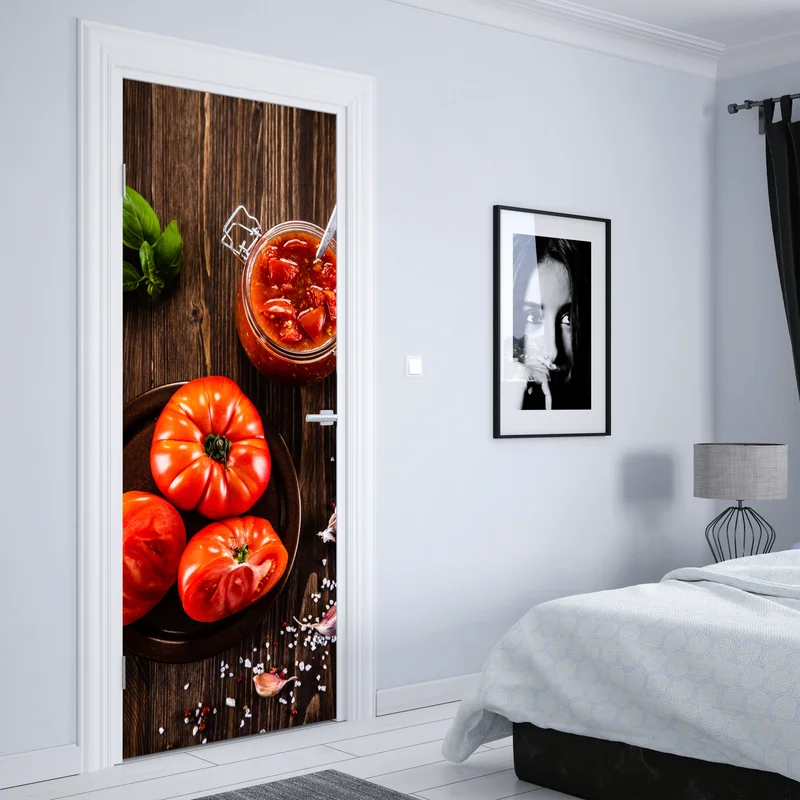 Türaufkleber frische tomaten und hausgemachte tomatensauce Türaufkleber frische tomaten und hausgemachte tomatensauce