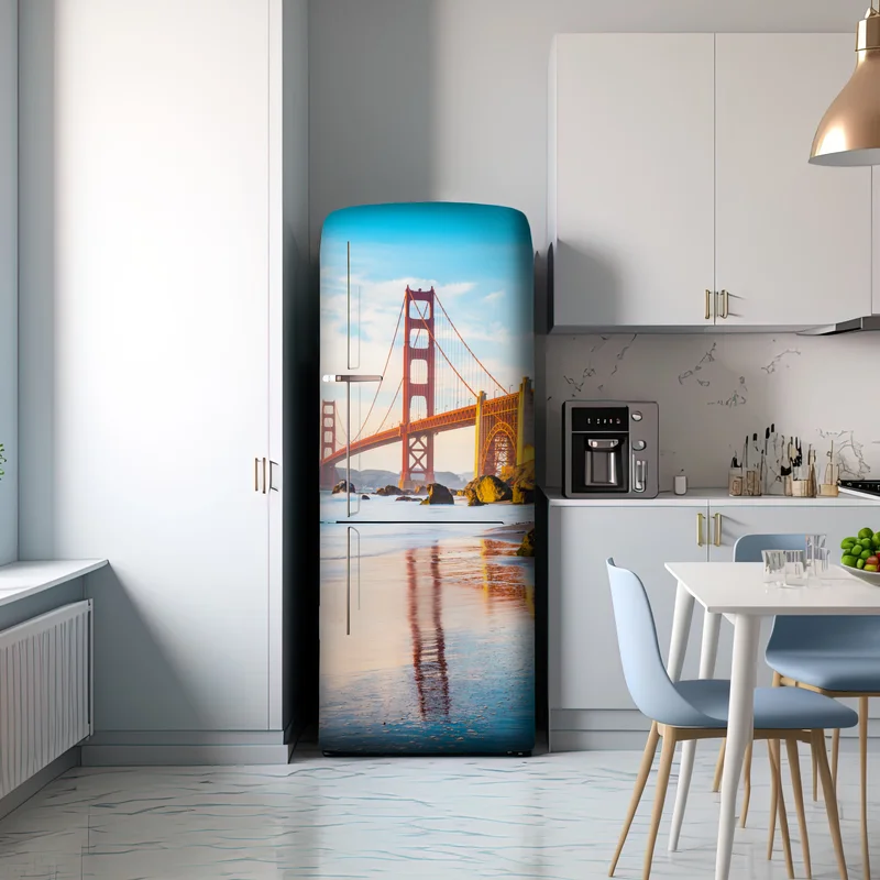 Kühlschrankaufkleber goldene stunde an der Golden Gate Bridge, Baker Beach