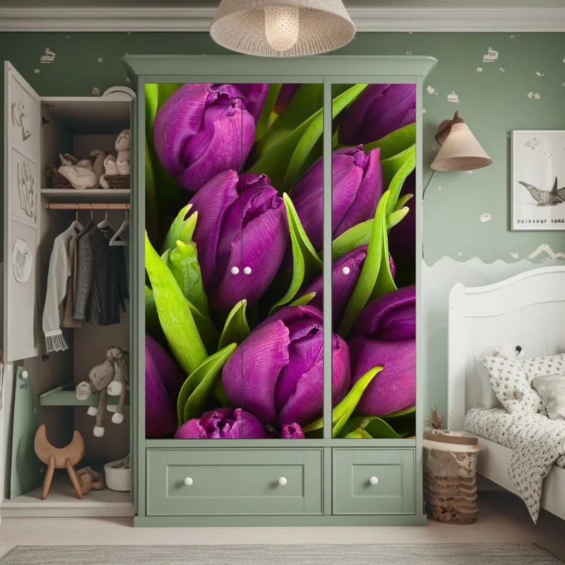 Schrankaufkleber lila tulpen im bukett