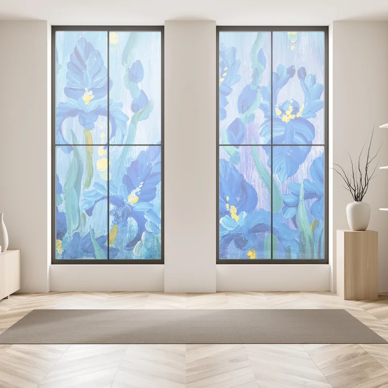 Fensteraufkleber lebendiger blauer iris-bund