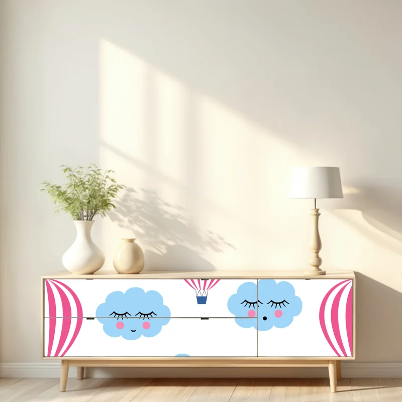 Repositionierbarer Aufkleber pastellwolken und luftballons muster