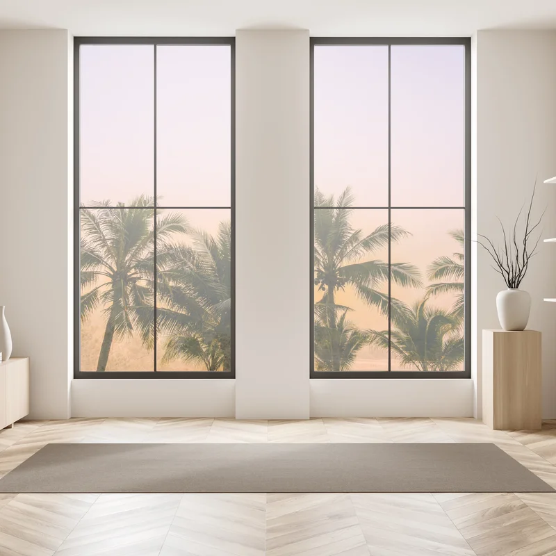 Fensteraufkleber tropischer palmsonnenuntergang am strand