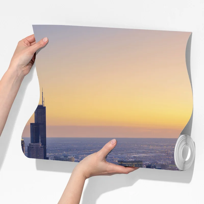 Fototapete stadtpanorama bei sonnenuntergang Fototapete stadtpanorama bei sonnenuntergang