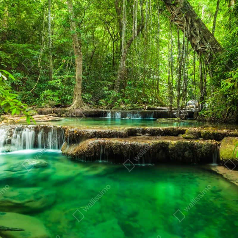 Fototapete ruhige türkisbecken am wasserfall Erawan Fototapete ruhige türkisbecken am wasserfall Erawan