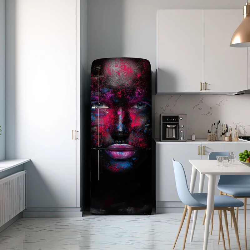 Kühlschrankaufkleber dramatisches neon-gesichtsporträt