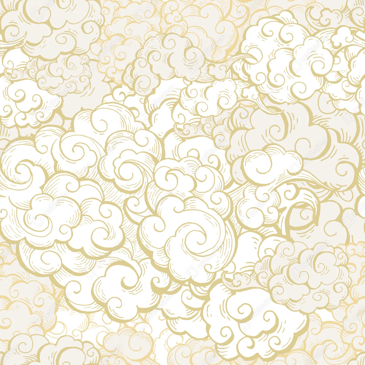 Repositionierbarer Aufkleber goldenes ornamentales wolkenmuster Repositionierbarer Aufkleber goldenes ornamentales wolkenmuster