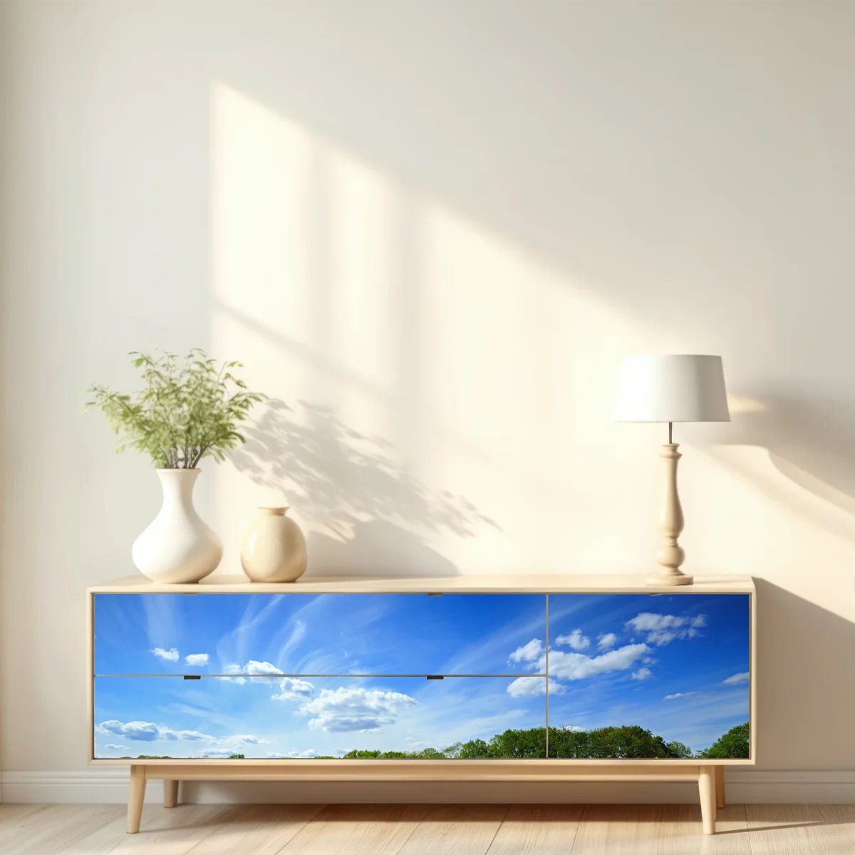 Repositionierbarer Aufkleber polnisches rapsfeld unter blauem himmel Repositionierbarer Aufkleber polnisches rapsfeld unter blauem himmel