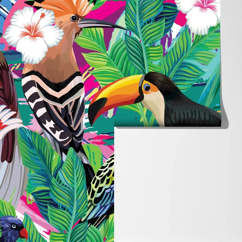 Fototapete leuchtende tropische vögel im dschungel Fototapete leuchtende tropische vögel im dschungel