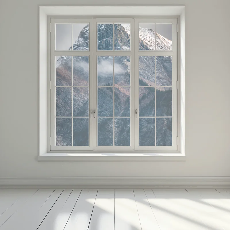 Fensteraufkleber dramatischer alpiner gipfel im nebel Fensteraufkleber dramatischer alpiner gipfel im nebel