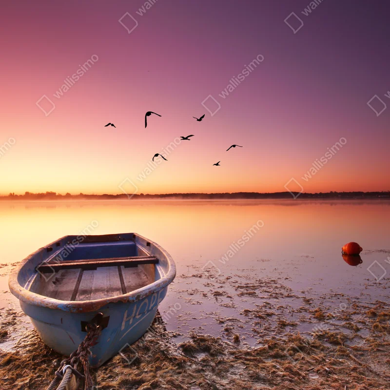 Schrankaufkleber friedliche bootsstimmung im abendlicht Schrankaufkleber friedliche bootsstimmung im abendlicht