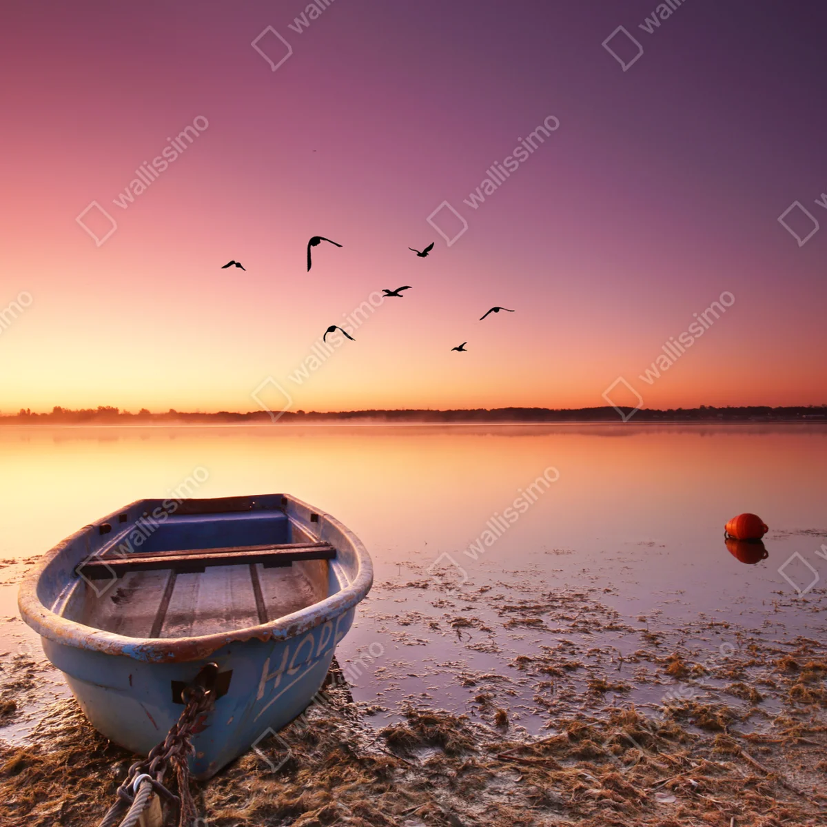 Schrankaufkleber friedliche bootsstimmung im abendlicht Schrankaufkleber friedliche bootsstimmung im abendlicht