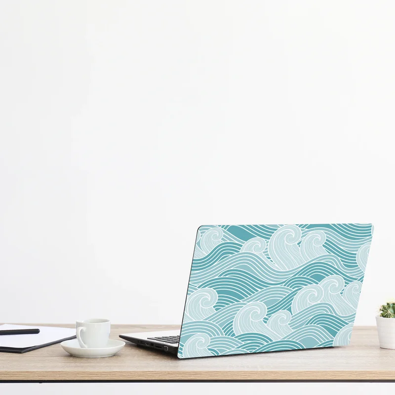 Laptop-Aufkleber ruhiges türkisfarbenes wellenmuster