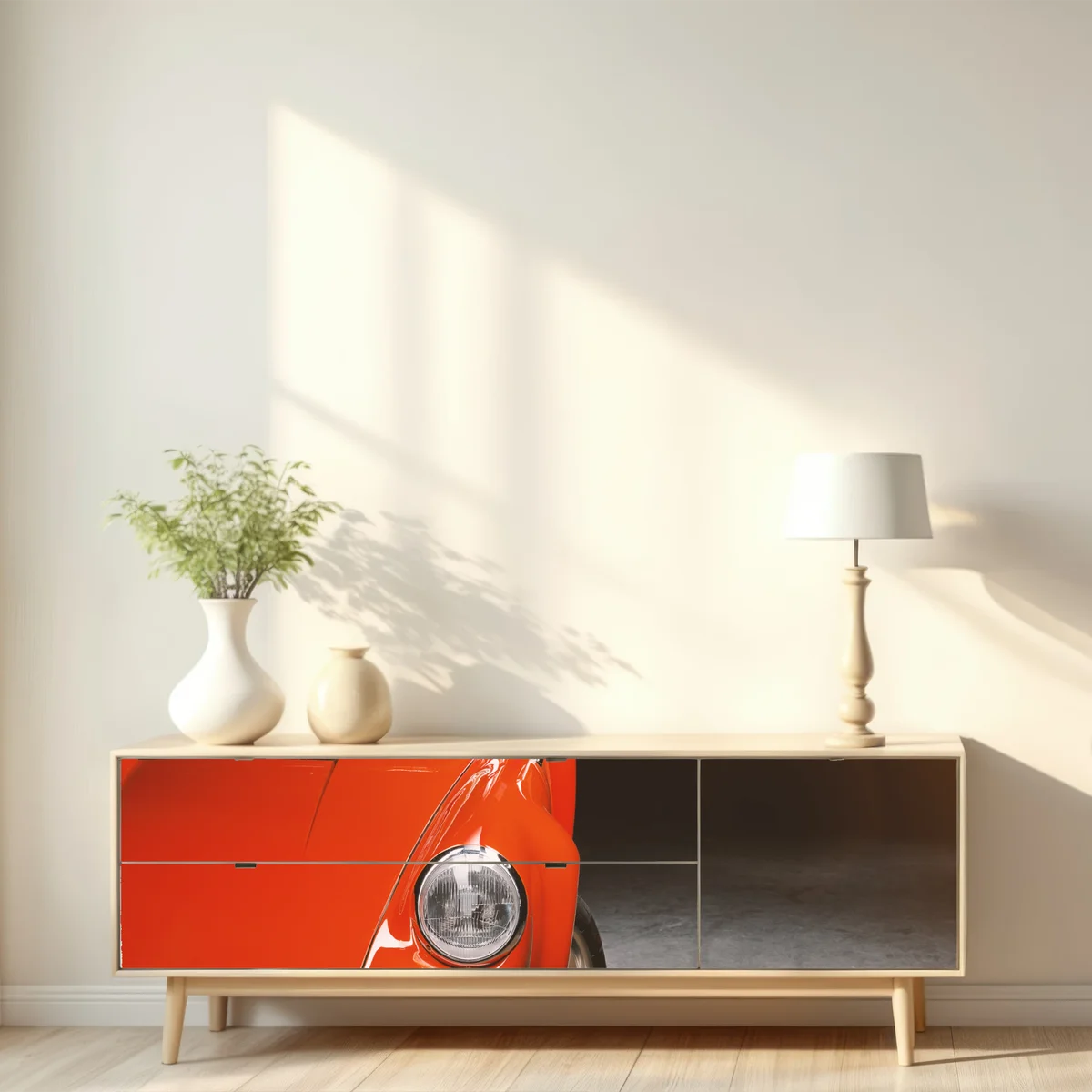 Repositionierbarer Aufkleber roter oldtimer sportwagen nahaufnahme Repositionierbarer Aufkleber roter oldtimer sportwagen nahaufnahme