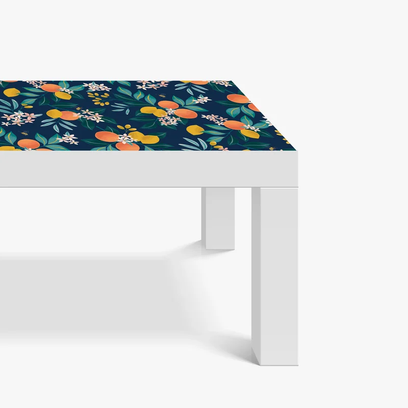 Tischaufkleber und Schreibtischaufkleber botanisches zitronen- und orangenmuster auf marineblauem hintergrund Tischaufkleber und Schreibtischaufkleber botanisches zitronen- und orangenmuster auf marineblauem hintergrund