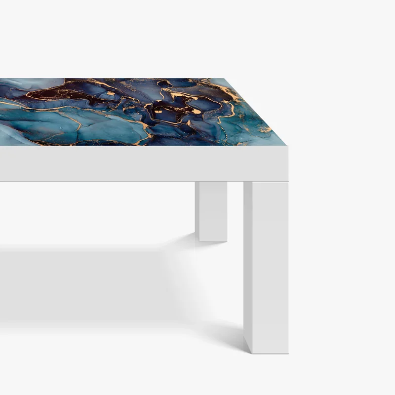 Tischaufkleber und Schreibtischaufkleber tiefes ozeanblau mit goldadern