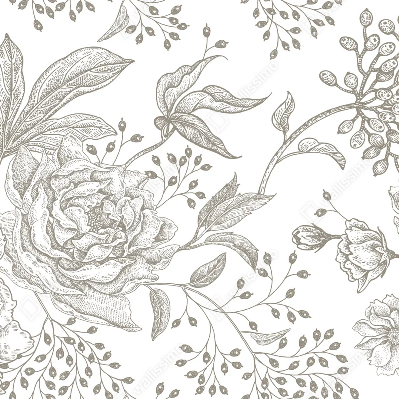 Fensteraufkleber zartes botanisches blumenmuster im vintage-stil Fensteraufkleber zartes botanisches blumenmuster im vintage-stil