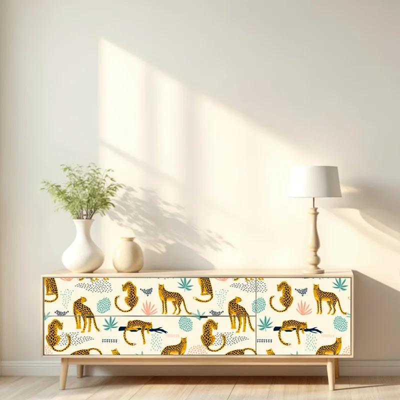 Repositionierbarer Aufkleber verspieltes gepardenmuster in pastelltönen